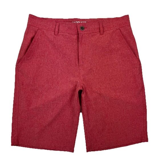 CoolKeep Stretch Performance Shorts Men's Size 32 Red Lightweight Casual - Picture 1 of 7